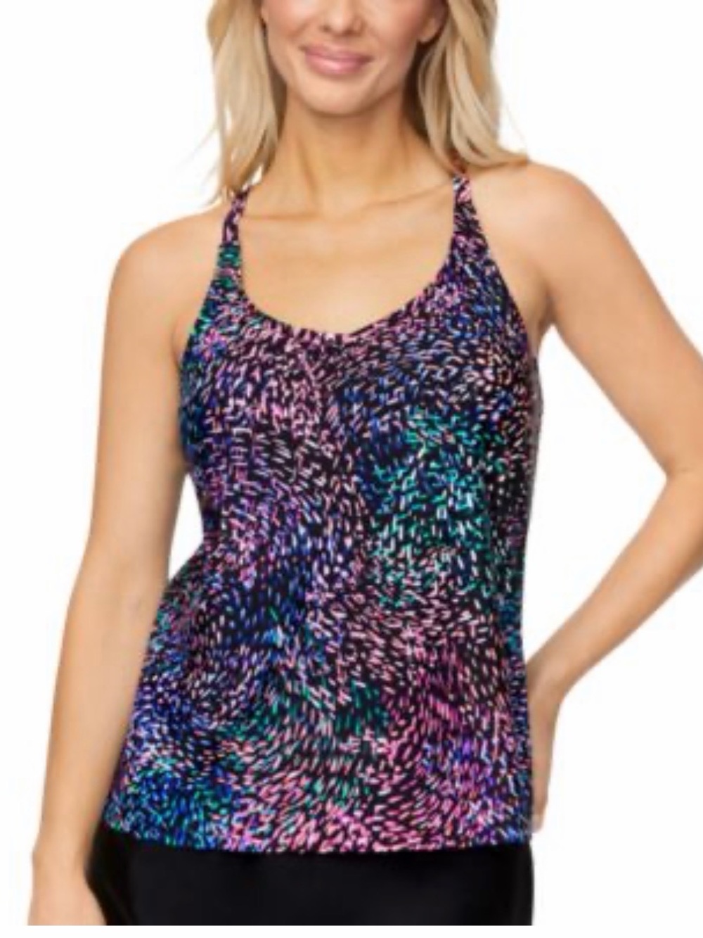 Island Escape Women's Printed Underwire Tankini Top NWT